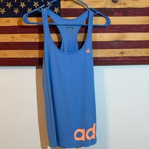 Adidas Blue Racerback Tank with Orange Accents